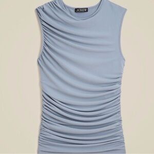 J. Crew Slate Blue Ruched Matte Jersey Shell